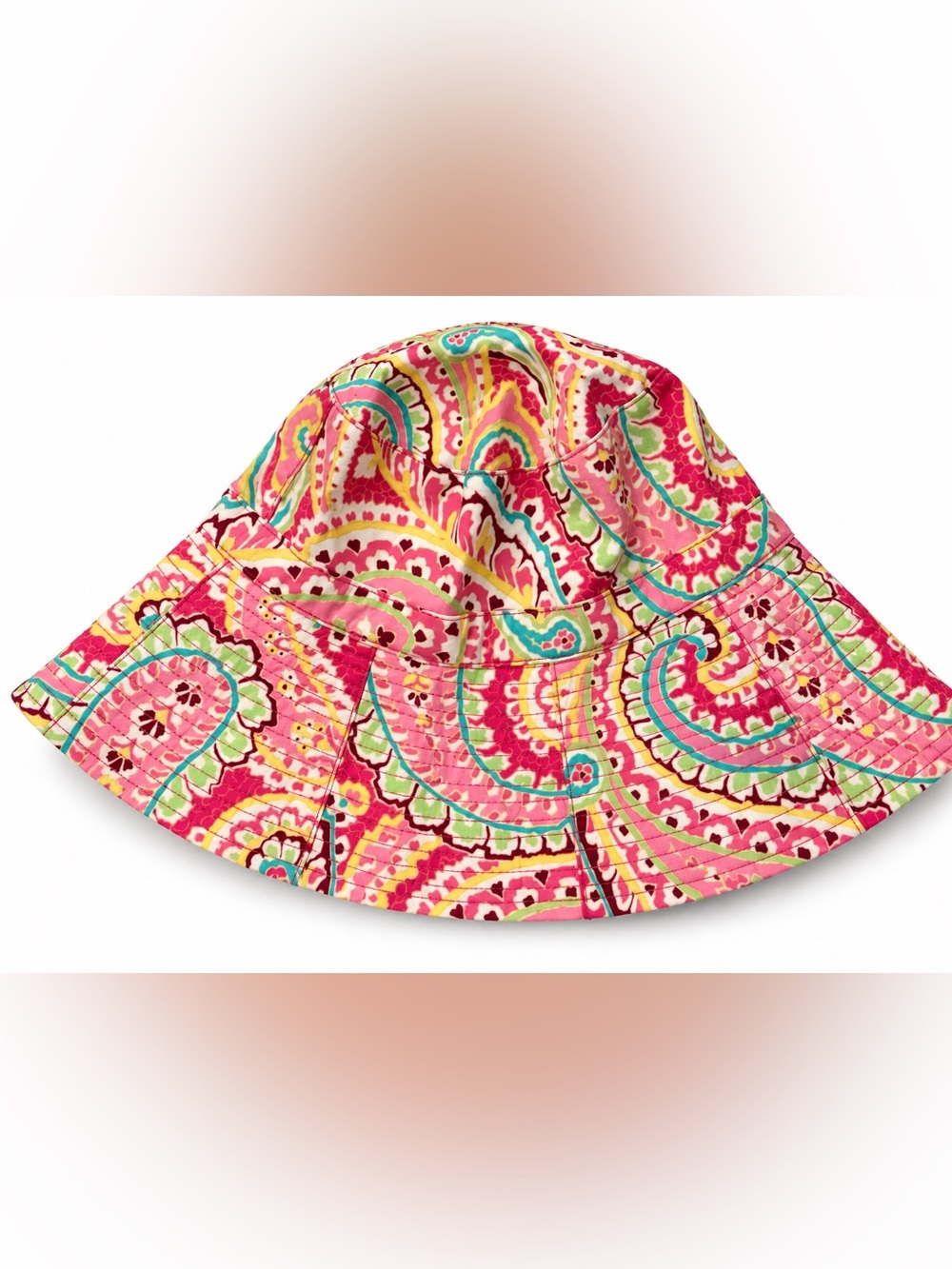 Vera Bradley Reversible Bucket Hat Pink Paisley Floral Quilted Sun Hat One Size